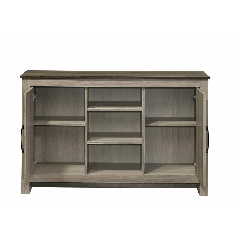 Console en chêne gris de 47 po Nyla, buffet, buffet avec tablettes et portes d'armoire