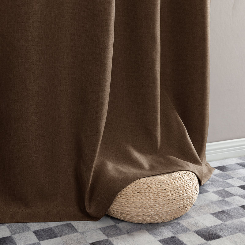 Grommet Room Darkening Linen Textured Curtain, Brown, 50" W x 72" L