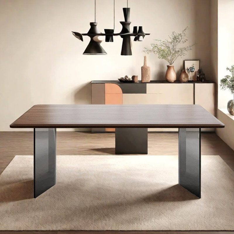 Black Walnut Dining Table with Acrylic Legs, 29.53"H x 86.61"L x 35.43"W