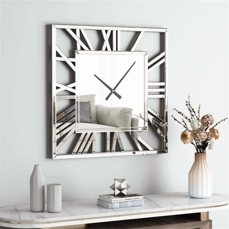 Grande horloge murale en verre à chiffres romains