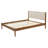 Modern Farmhouse Upholstered Platform Bed with Wood Frame and Beige Headboard, Queen Size-1547060990