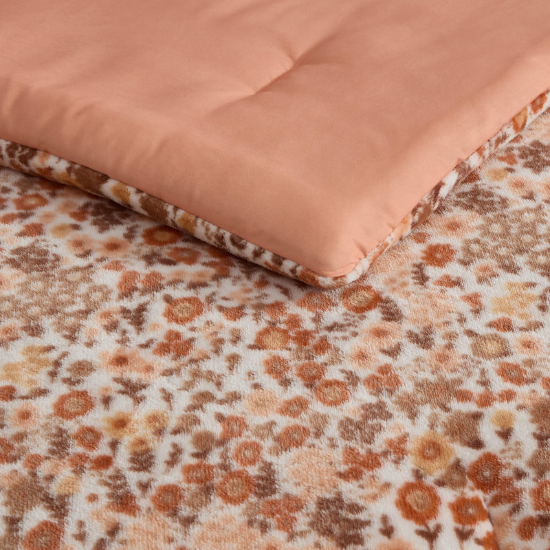 Ensemble d'édredon réversible orange Betsey Johnson Field Of Flowers, Grand lit