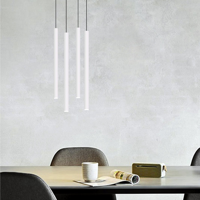 Luminaire suspendu cylindrique à 4 lumières DEL Baileyton, Blanc