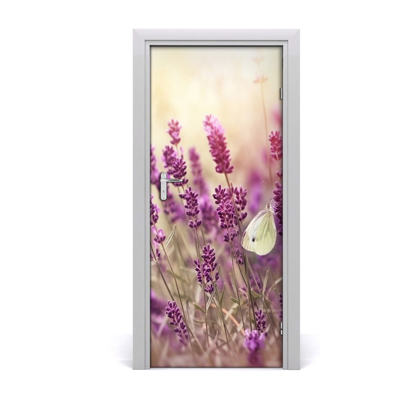 Lavender Flowers Door Decal, 205cm H x 85cm W