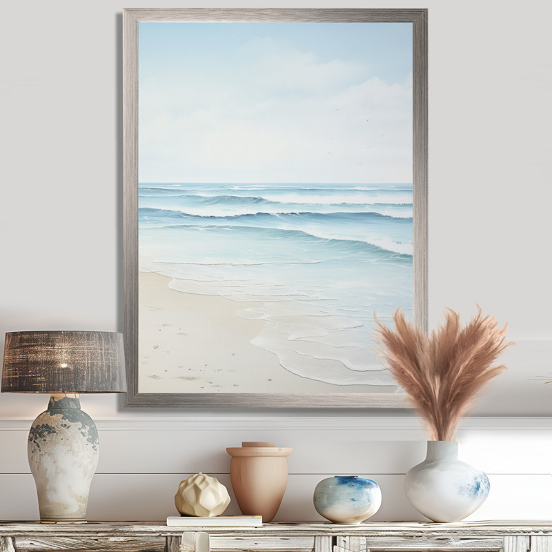 «Beach Photo Tranquil Waters I - Coastal Beach», art sur toile, H 40 po x l 30 po x P 1,5 po, Cadre flottant noir