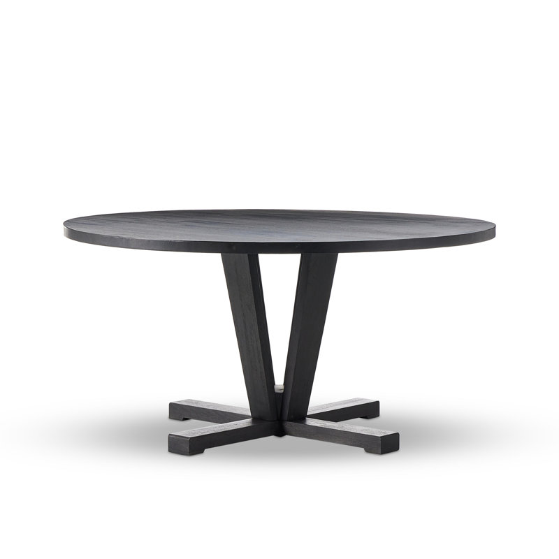 Cobain Round Solid Wood Dining Table, 30" H x 60" W x 60" L, Flint Black