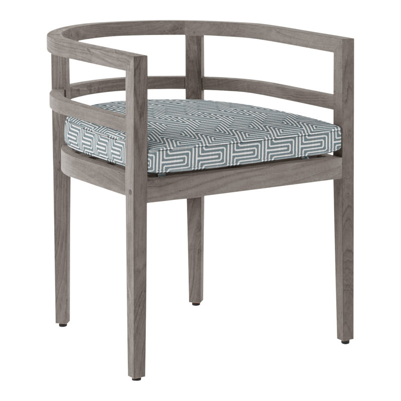 Chaise avec accoudoirs d'extérieur en teck Santa Barbara, Welt, Perigold ‑ motif de clé crépuscule, Teck naturel