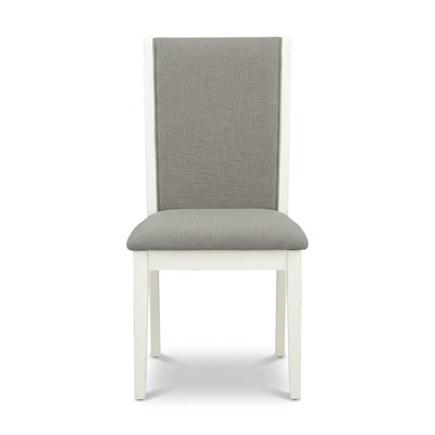 Linen White Asian Wood Round 3 Piece Dining Set With Pedestal Table And 2 Shitake Linen Fabric Upholstered Parson Chairs High Back