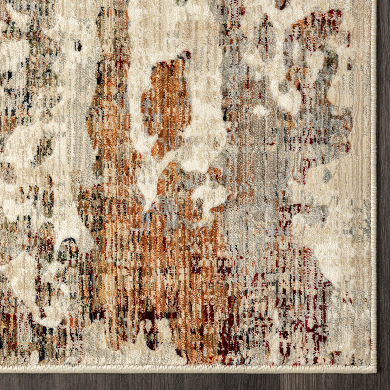 Rehedul Abstract Area Rug in Beige, Runner 2'3" x 7'8"