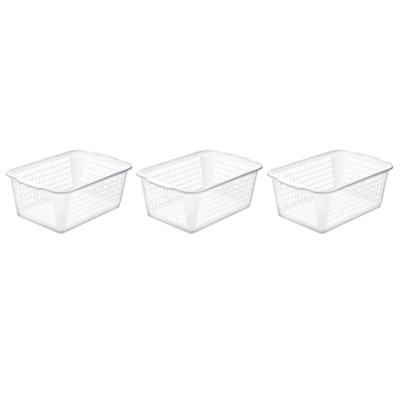 Panier de plastique, Blanc, 3, 14 x 12 x 14