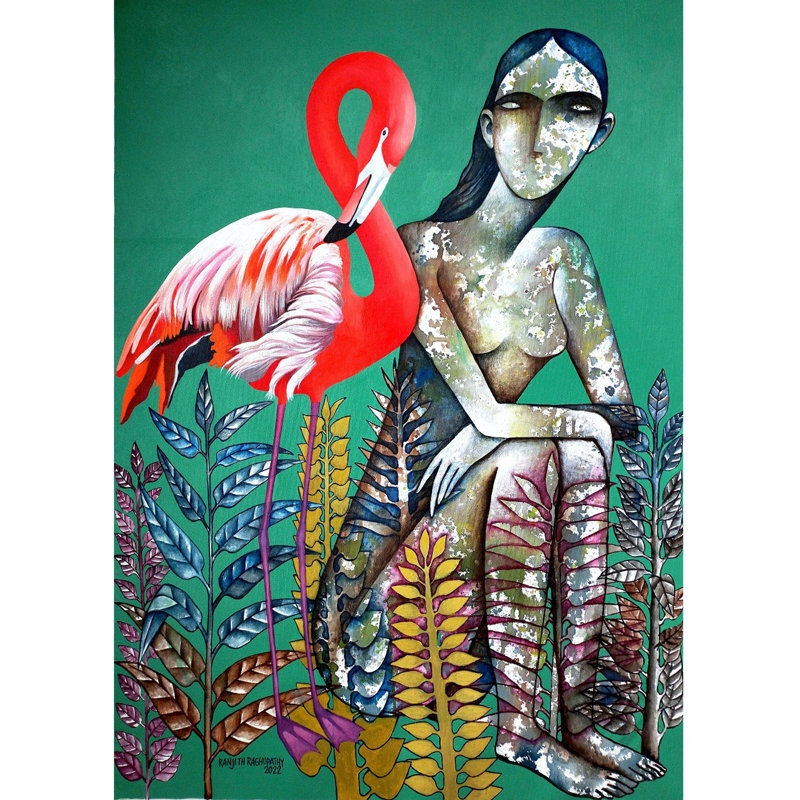 Flamingo's Story | Acrylique sur toile | Par Ranjith Raghupathy