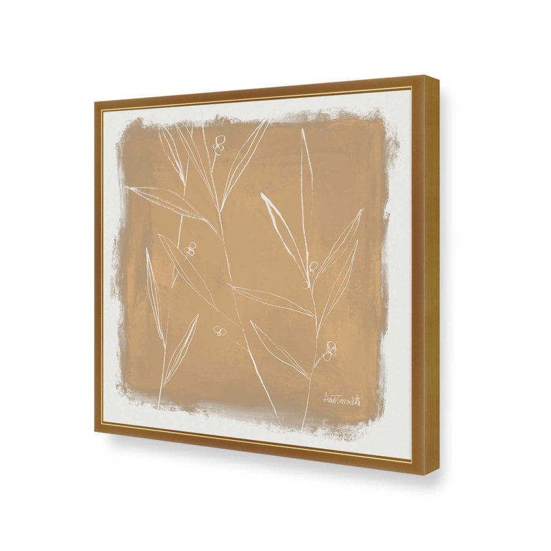 «Leaf Lines I» par Anne Tavoletti, reproduction d'art, H 20 po x l 20 po, Doré
