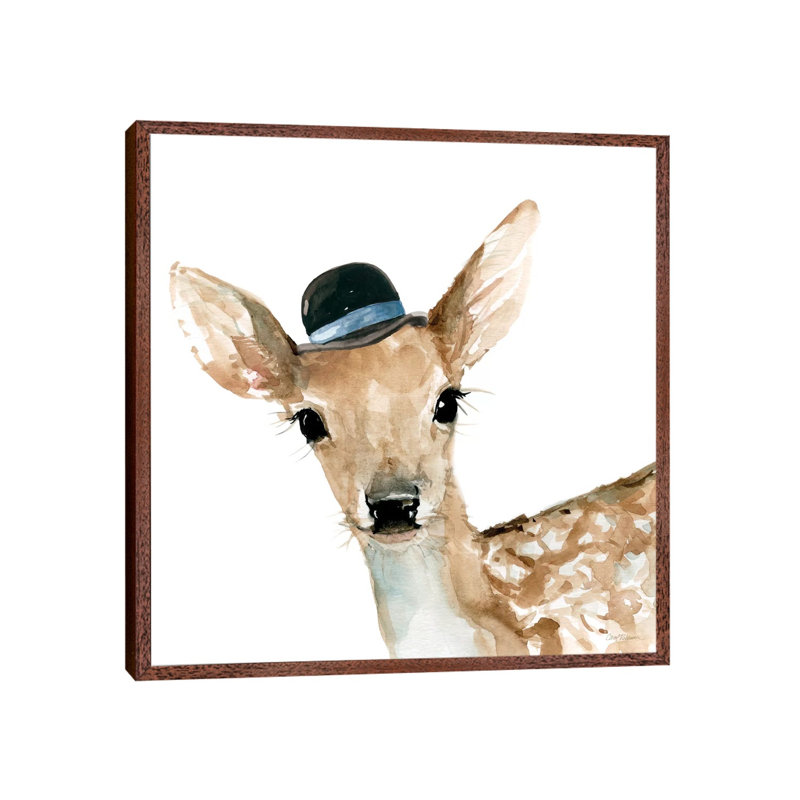 Deer by Carol Robinson - Painting on Canvas, Classic Brown Wood Framed Canvas, 93.98 cm H x 93.98 cm W