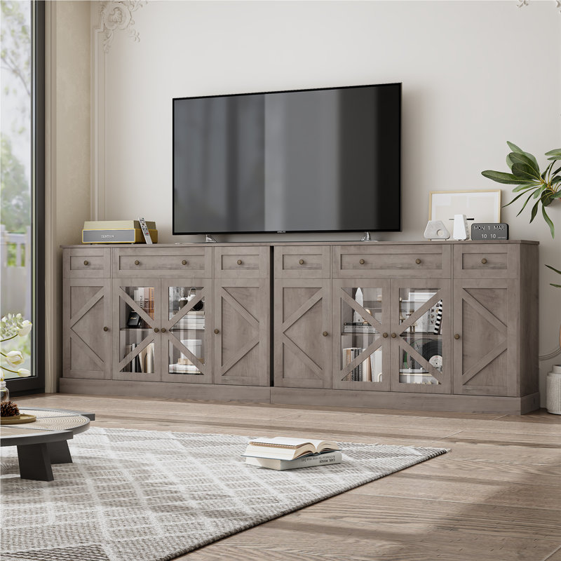 Lovern 55.1'' W 4-Door Sideboard with 3 Drawers, Interchangeable Doors, Close-Out Sales, Wash Gray