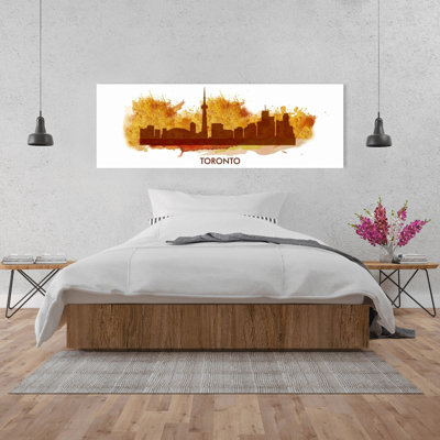 Paint Splash Silhouette of Toronto - Building Typo Canvas Art