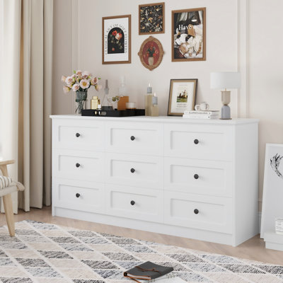 9 Drawer Dresser, 63'' Wide Long Modern Dresser With 9 Drawers