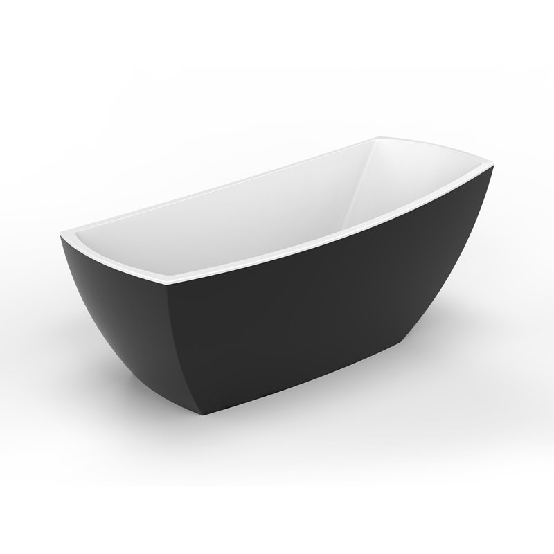 Yori 59'' x 31'' Soaking Acrylic Bathtub, Black