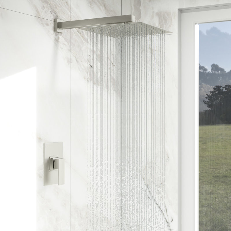 Brushed Nickel Shower System - 10" Rainfall Head & -balanced Valve, Wall Mount, Easy Installation Sanitizing 10-inch Square Faucet , Mount