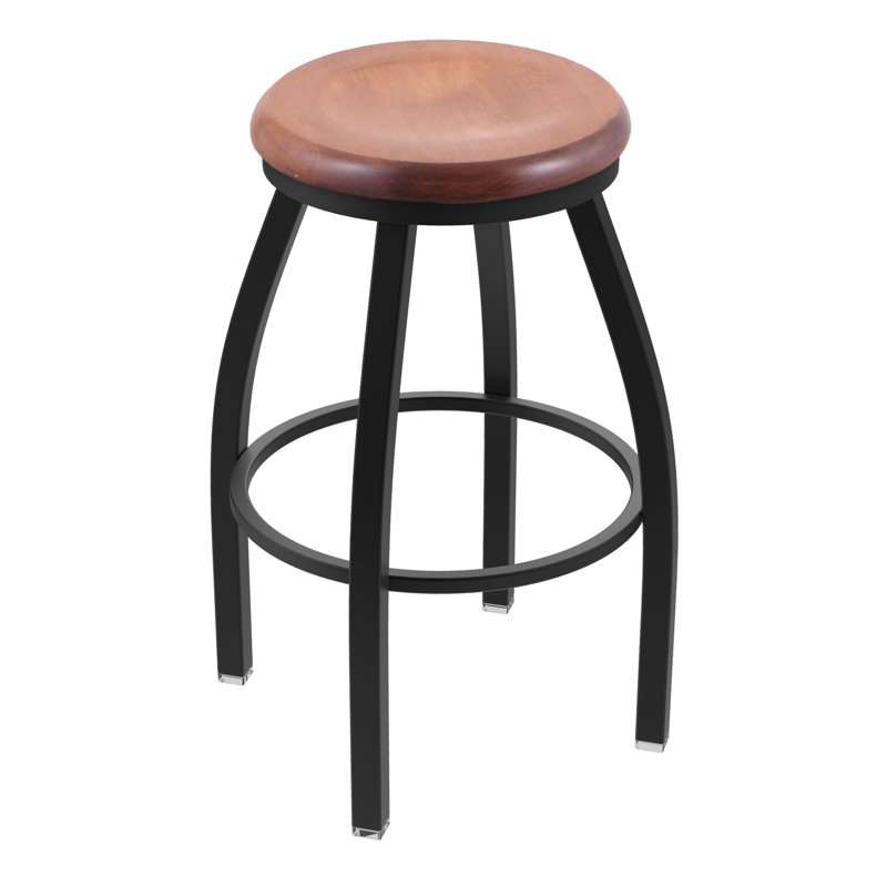 XL 802 Misha Swivel Stool, Medium Maple, Black Wrinkle, Bar Stool (30” Seat Height)
