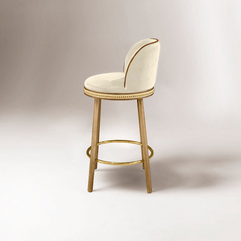 Tabouret de bar et de comptoir Alma, Nuage, Laiton satiné, Tabouret de comptoir (siège d'une hauteur de 27 p