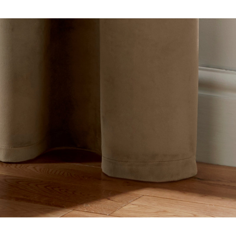 Liev Polyester Eyelet Room Darkening Thermal Curtains, Mink, 116cm Width x 137cm Drop