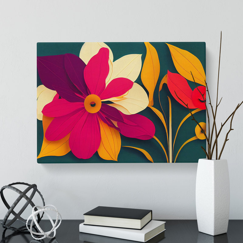 Irresistible Modern Flowers Abstract - Wrapped Canvas, 50cm H x 76cm W x 3cm D