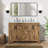 Linsay 48" Fully Assembled Rustic Brown Double Sink Bathroom Vanity with Engineered Stone Marble Top, Soft-Close Doors