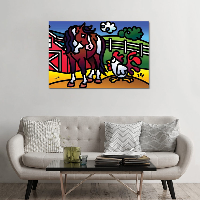 «Farm Doodles II» par Lisa Lopuck - impression d'art graphique, H 32 po x l 48 po x P 1,5 po, Toile tendue, Aucun mat