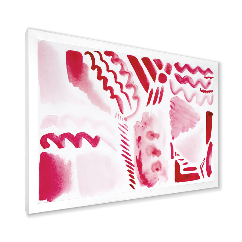 Éléments graphiques rétro en orange et rouge II - peinture sur toile, H 24 po x l 32 po, Cadre photo blanc