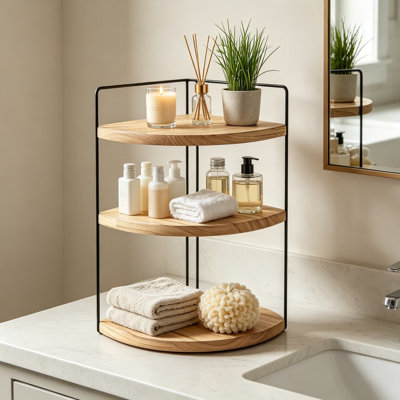 3-Tier Corner Shelf Organizer With Easy Assembly, Space-Saving Design For Bathroom Countertop, Kitchen, Vanity, Office, And Dresser, Set Of 2