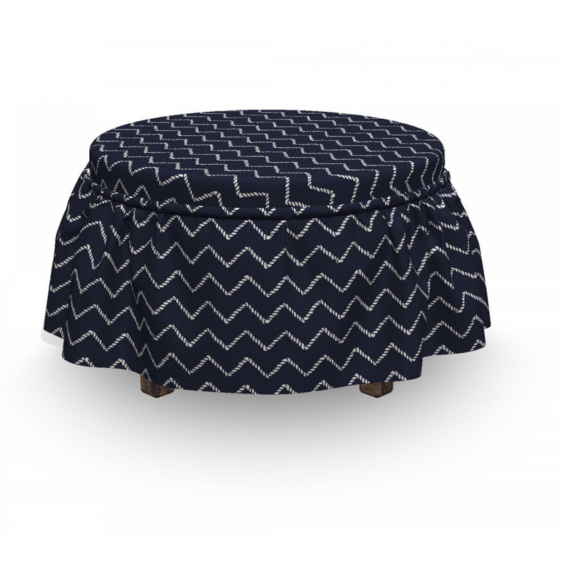 Ensemble de housse pour repose-pieds à coussins carrés en zigzag en zigzag 2 pièces