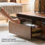 Table basse moderne moderne en bois massif avec rangement