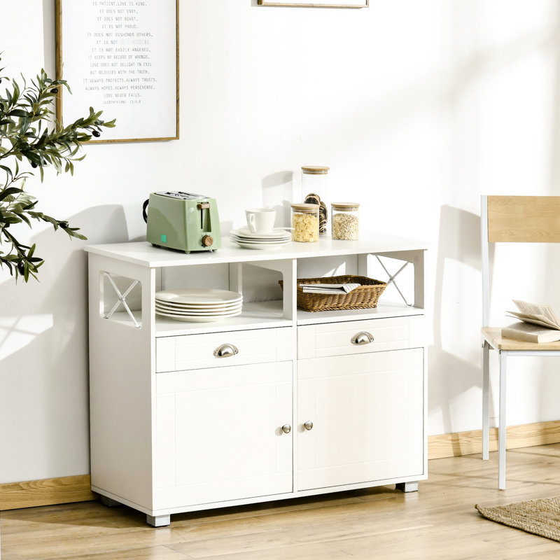 Buffet avec rangement, grands tiroirs blancs à l'aspect d'apparence élégante