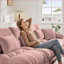 Canapé modulaire surdimensionné en U avec 2 repose-pieds pour salon | Chenille | Rose-1491370370