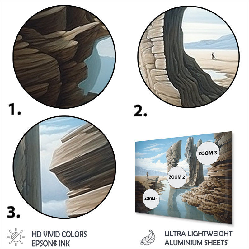 «River Into surreal fantasies Exploration II», art mural surréalisme en métal, H 30 po x l 40 po x P 1,5 po