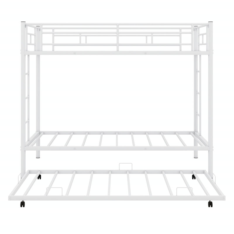 Abdillahi Kids Twin Bunk Bed with Trundle, White