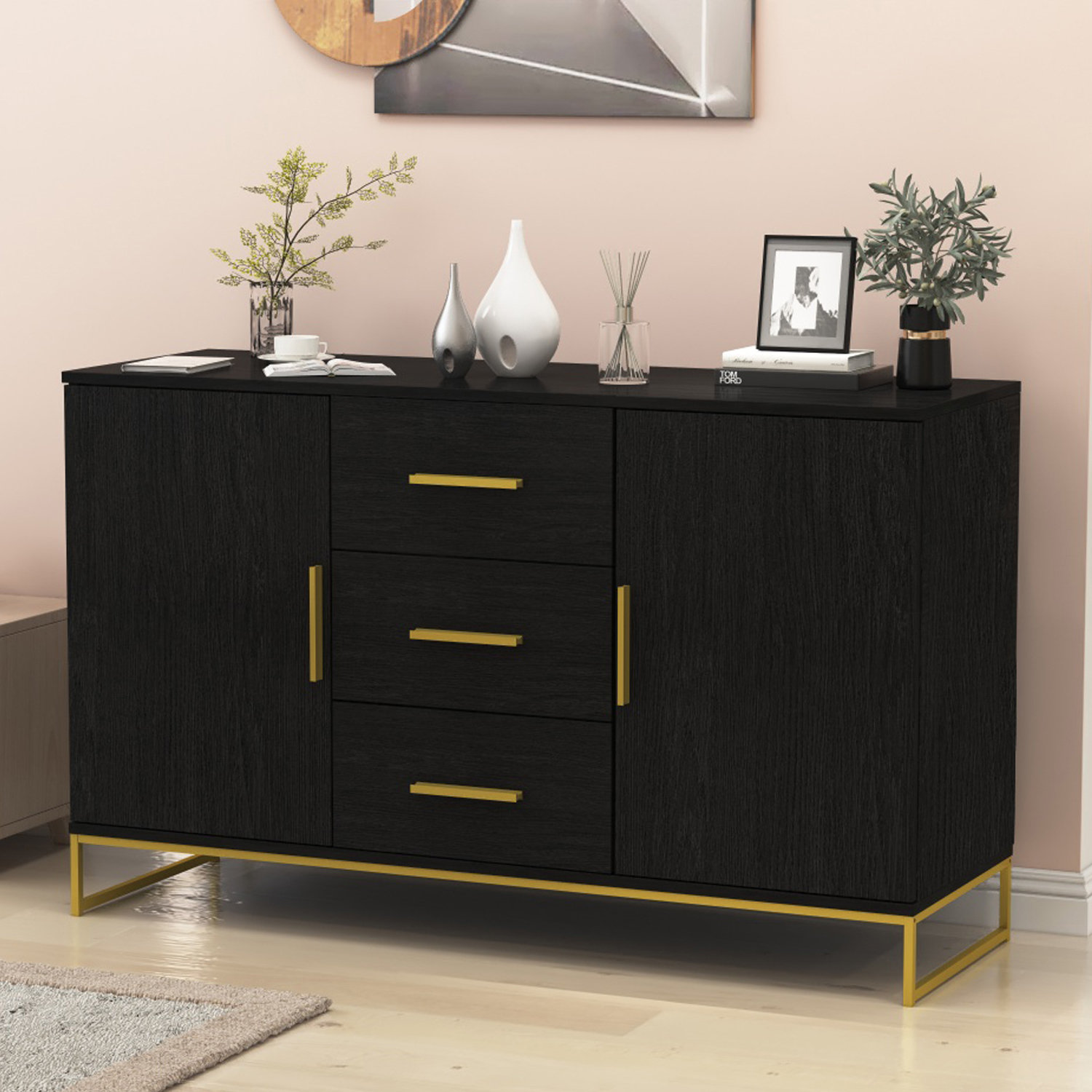 Black and online gold accent chest