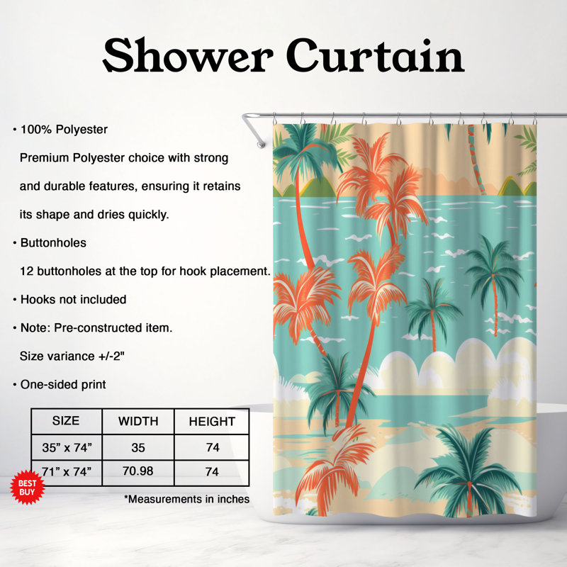 Sanctuary - Rideau de douche Premium, H 74 po x l 71 po