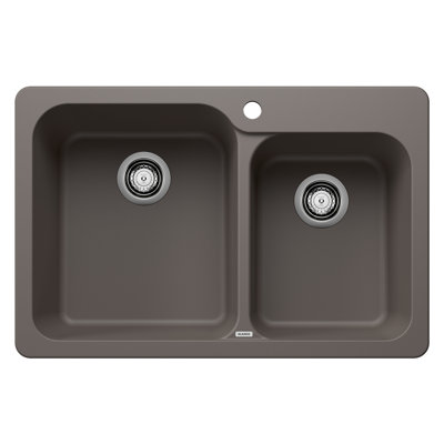 Évier de cuisine à double cuve 60,5 po à double cuve 31,5 po Vision SILGRANIT - Gris volcan