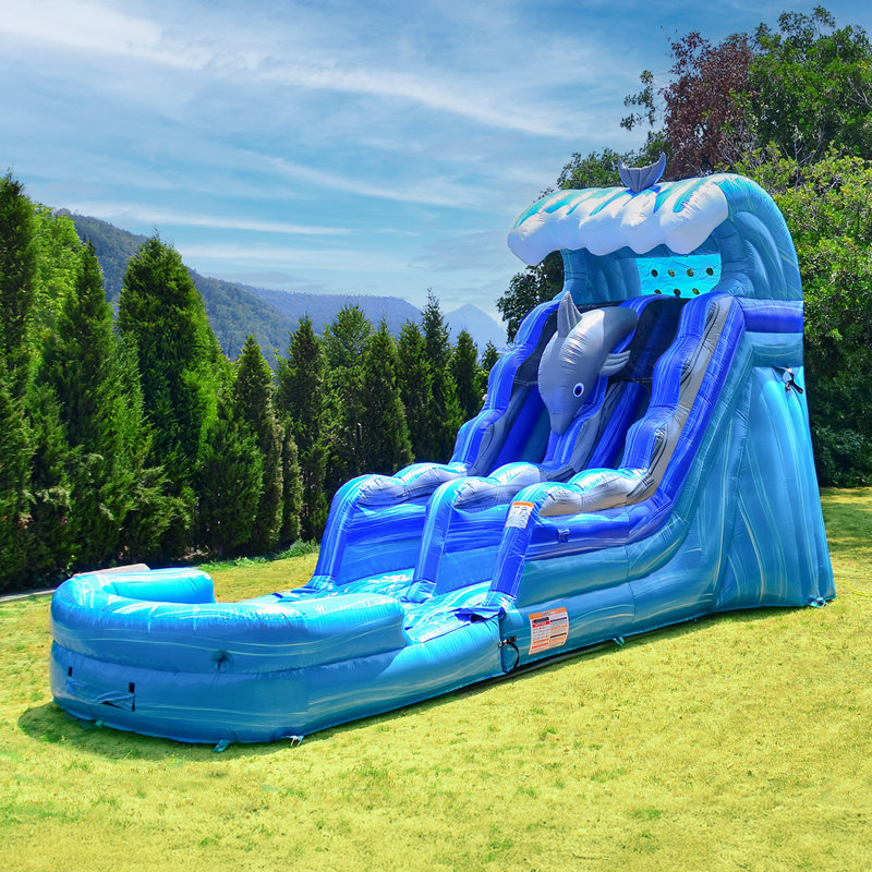JumpOrange Dolphin 15 ft Inflatable Water Slide (with Blower)