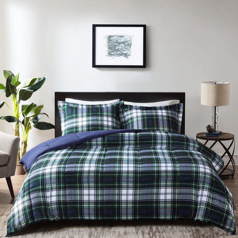  Soft Comforter  , Navy Blue Tone With 2-Inch Flange, Full Comforter + 2 Additional Pieces