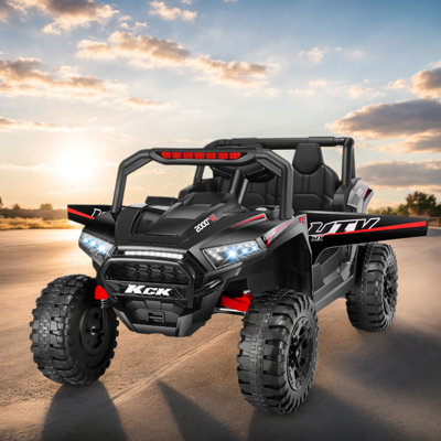 24V 2 Seater Ride On Car With Remote Control, Powered Ride On UTV Toys For Boys, Girls, Ages 3-8, Electric Car W/ Colorful LED Lights, Bluetooth, MP3, USB, 5MPH