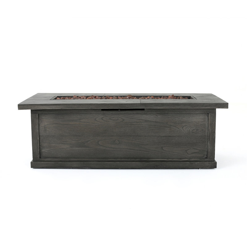 ANCHORAGE 56’’ WOOD RECTANGULAR MGO FIRE TABLE - 50,000 BTU, Gray