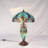 3 Light Tiffany Style Table Lamp, Green Stained Glass Liaison Lamp, Mother-daughter Vase Desk Reading Light Decor Bedroom Living Room Home Office