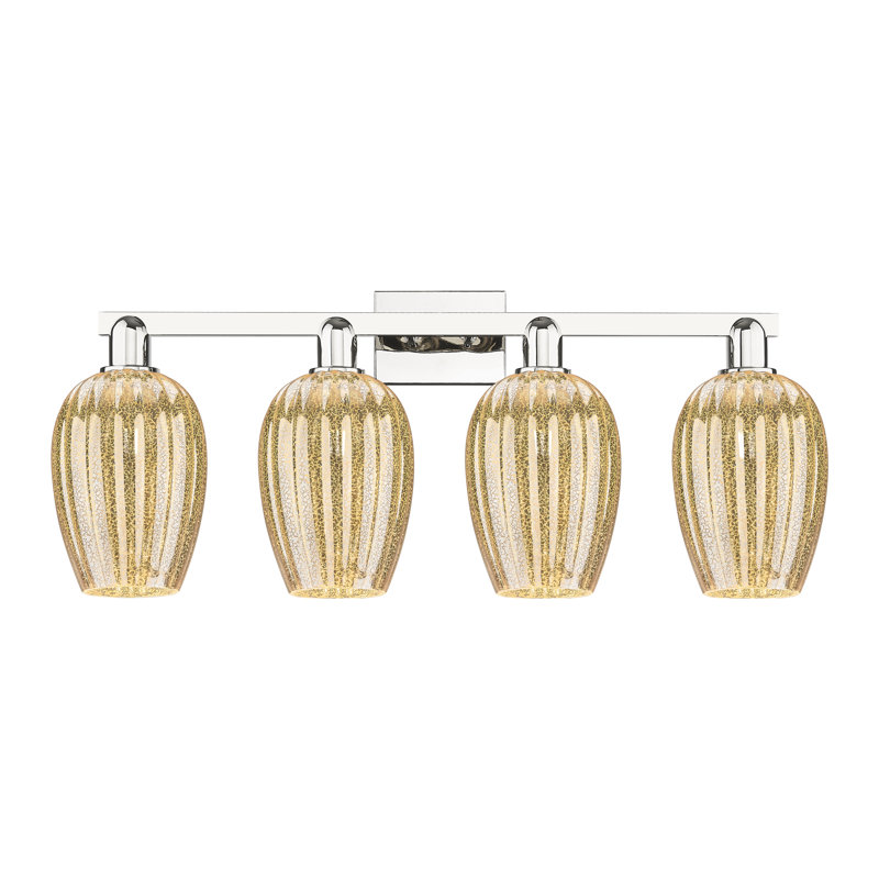 Eldon - Éclairage pour meuble-lavabo de salle de bain 4 lumières, Nickel poli, Mercure, Quatre lumières