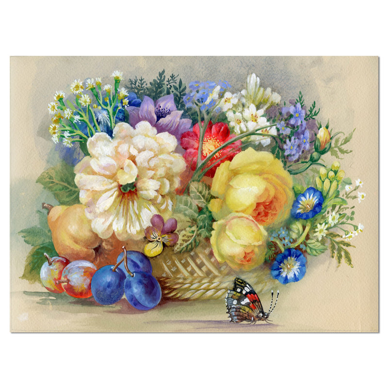 Vibrant Floral and Fruit Canvas Art in Multicolor