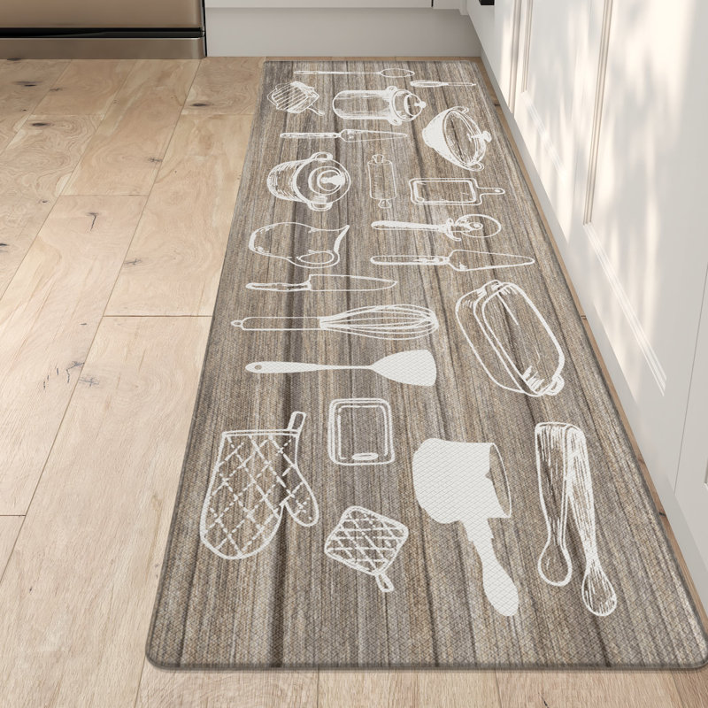 Finnlie Ant-Fatigue Non-Skid Kitchen Mat, Runner 2' x 7'3", Brown
