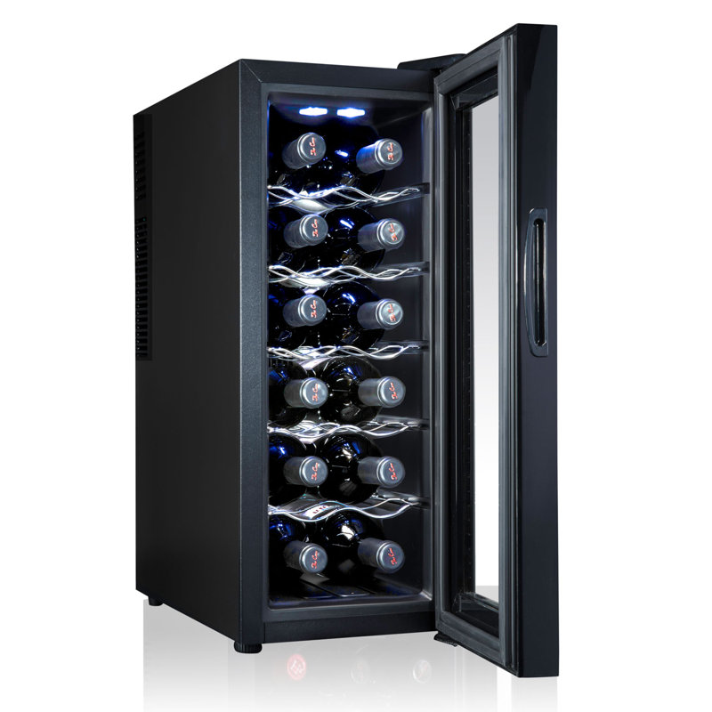 Ivation Single Zone 9.9'' Freestanding 12 Bottle Wine Refrigerator
