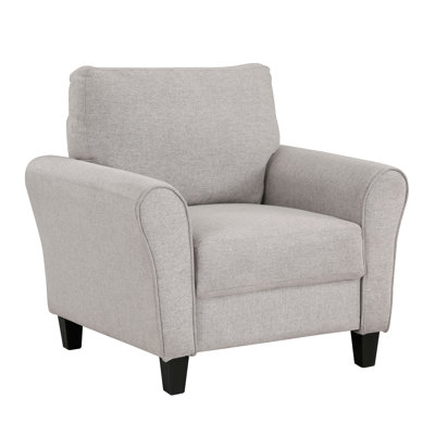 Modern Textured Fabric Chair For Living Room, Sand Color, Solid Wood And Plywood Frame, Foam Padding With Pocket Coils, Attached Cushions Chair, Transitional, Construction, Room Seating