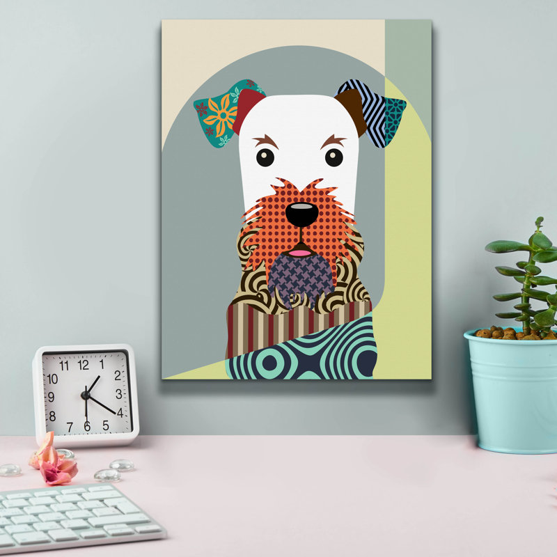 «Airedale Terrier Dog» par Lanre Adefioyue, H 16 po x l 12 po x P 0,75 po
